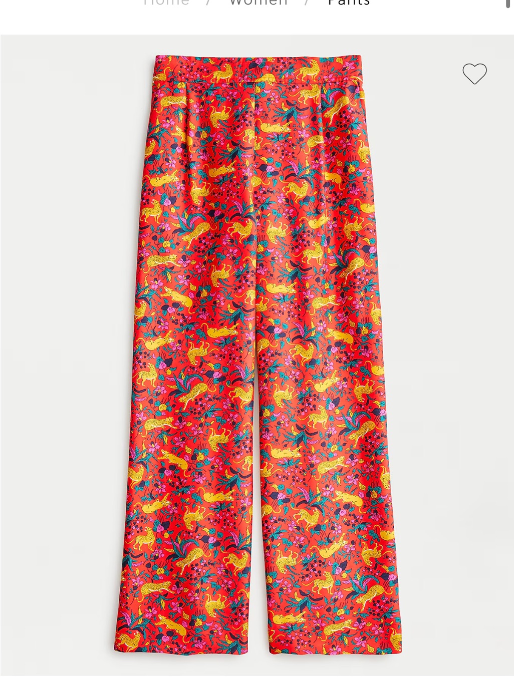 J. Crew Collection Silk Twill Pull-On Pant In Jungle Cat Floral Nwot